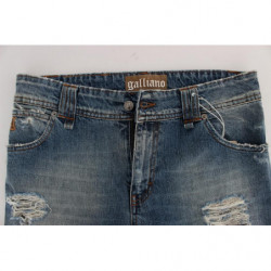 Jeans cropped stile boyfriend in cotone lavato blu - W26