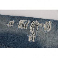 Jeans cropped stile boyfriend in cotone lavato blu - W26