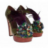 Scarpe sandalo con plateau in cristallo in pelle verde - EU40/US9.5