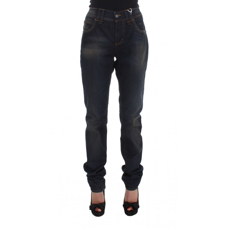 Jeans Boyfriend Fit in misto cotone lavato blu - W26