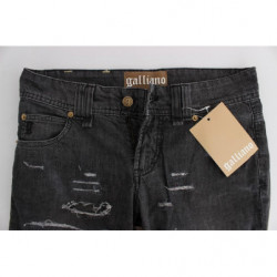 Jeans dal taglio dritto strappati in cotone lavato grigio - W26