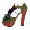 Scarpe sandalo con plateau in cristallo in pelle verde - EU40/US9.5