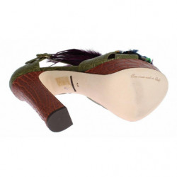 Scarpe sandalo con plateau in cristallo in pelle verde - EU40/US9.5