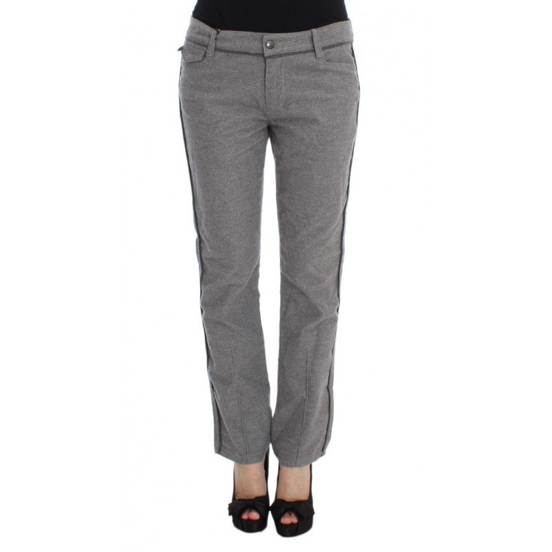 Pantaloni casual dal taglio dritto in cotone grigio - IT44-L
