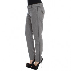 Pantaloni casual dal taglio dritto in cotone grigio - IT44-L