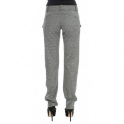 Pantaloni casual in cotone a quadretti bianchi neri - IT42-M