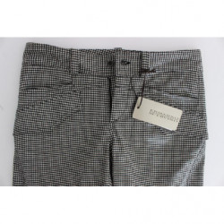 Pantaloni casual in cotone a quadretti bianchi neri - IT42-M