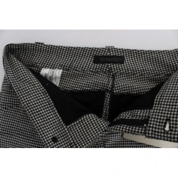 Pantaloni casual in cotone a quadretti bianchi neri - IT42-M