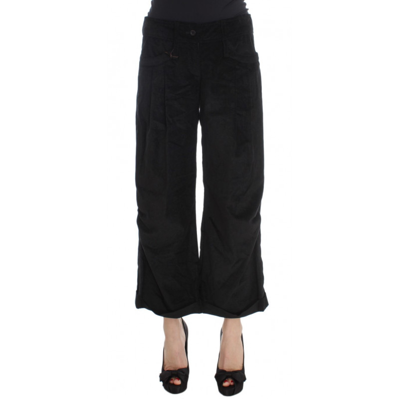 Pantaloni bootcut Capri in cotone e velluto nero - IT40-S
