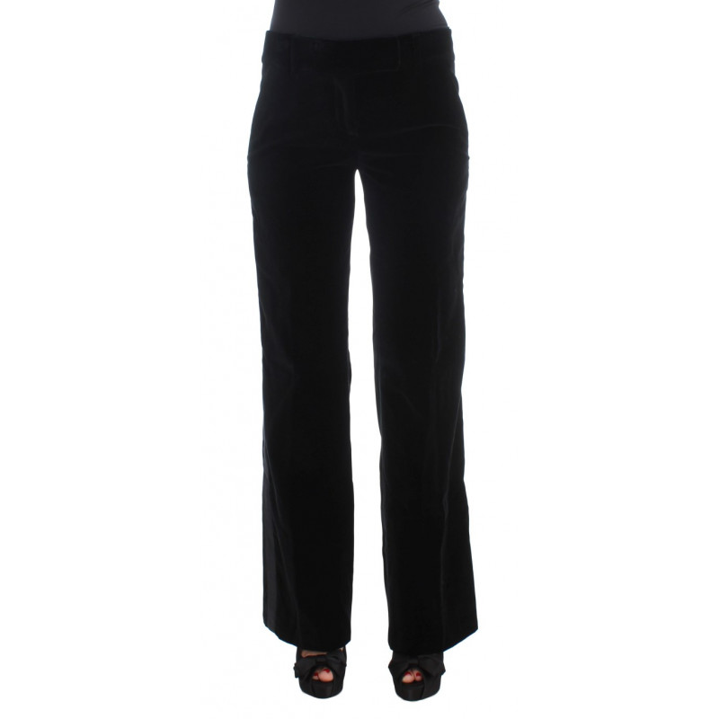 Pantaloni Bootcut in viscosa di velluto a righe nere - IT40-S