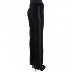 Pantaloni Bootcut in viscosa di velluto a righe nere - IT40-S
