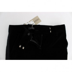 Pantaloni Bootcut in viscosa di velluto a righe nere - IT40-S
