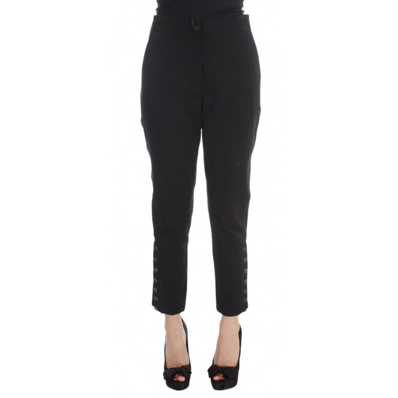 Pantaloni cropped Capri in misto cotone nero - IT40-S