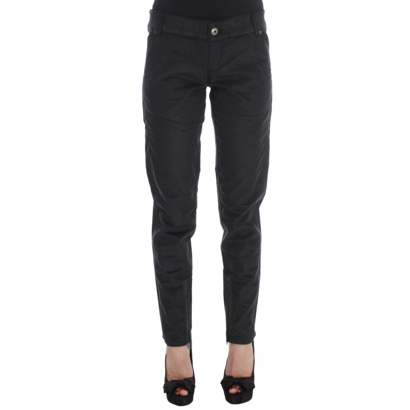 Pantaloni dalla vestibilità regolare in misto cotone nero - IT42-M