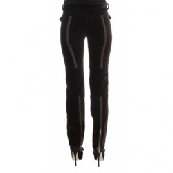 Pantaloni slim fit con cerniera in velluto di cotone marrone - IT40-S