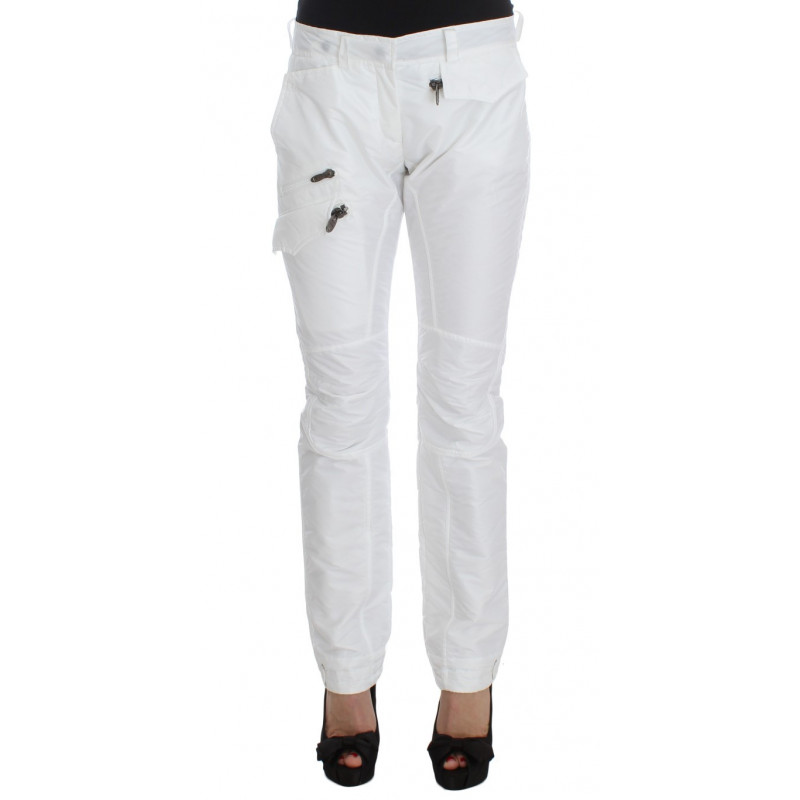 Pantaloni cargo slim fit imbottiti in nylon bianco - IT42-M