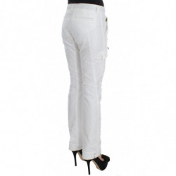 Pantaloni cargo slim fit imbottiti in nylon bianco - IT42-M