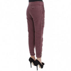 Pantaloni cargo cropped in cotone bordeaux - IT38-XS