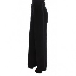 Pantaloni larghi in misto cotone a righe nere - IT40-S