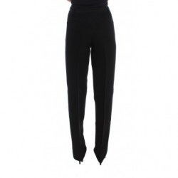 Pantaloni larghi in misto cotone a righe nere - IT40-S