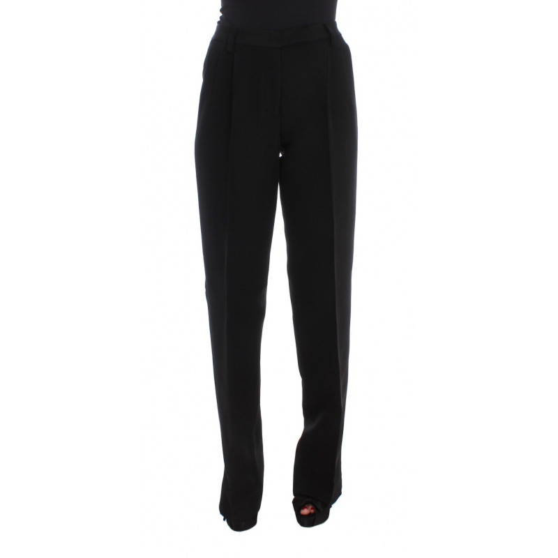 Pantaloni larghi in misto cotone a righe nere - IT42-M