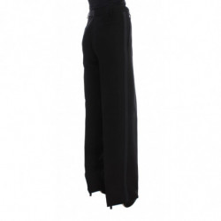 Pantaloni larghi in misto cotone a righe nere - IT42-M