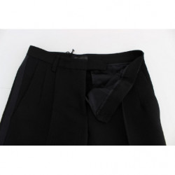 Pantaloni larghi in misto cotone a righe nere - IT42-M