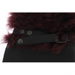 Guanti in shearling bordeaux in pelle nera - 9-M