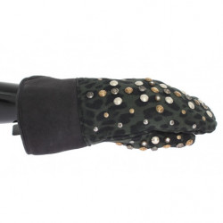 Guanti leopardati verdi con...