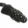 Guanti leopardati verdi con borchie in shearling di lana grigia - 9-M