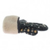 Guanti leopardati verdi con borchie in shearling di lana grigia - 9-M