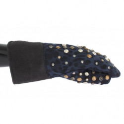 Guanti leopardati blu con...