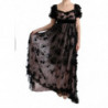 Abito a trapezio con applicazioni in seta rosa nero - IT38-XS
