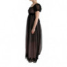 Abito a trapezio lungo in seta rosa nero - IT40-S