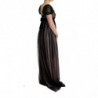 Abito a trapezio lungo in seta rosa nero - IT40-S