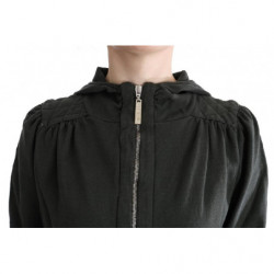 Maglione cerniera cotone cappuccio superiore grigio - IT40-S