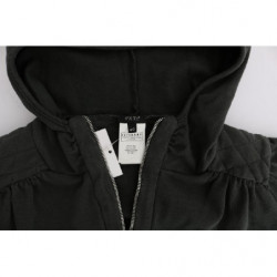 Maglione cerniera cotone cappuccio superiore grigio - IT40-S