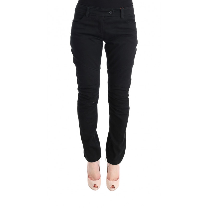 Pantaloni casual slim fit in cotone nero - IT46-XL