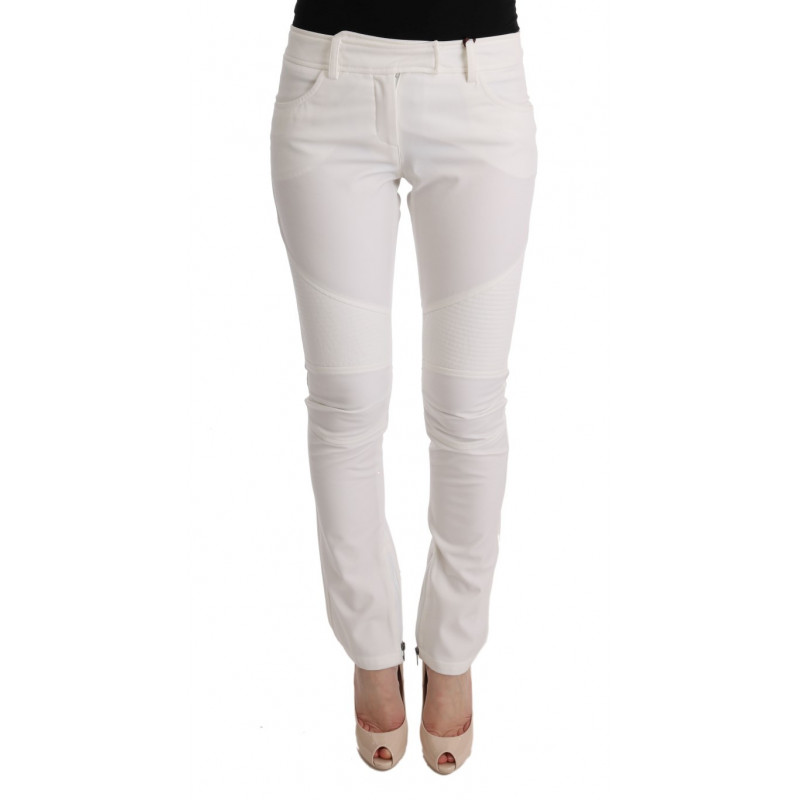 Pantaloni casual slim fit in cotone bianco - IT40-S