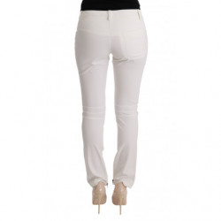 Pantaloni casual slim fit in cotone bianco - IT40-S