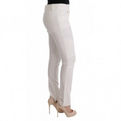 Pantaloni casual slim fit in cotone bianco - IT40-S