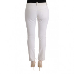 Pantaloni casual slim fit in cotone bianco - IT40-S