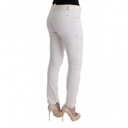Pantaloni casual slim fit in cotone bianco - IT40-S