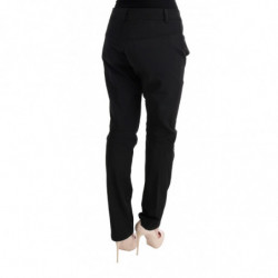 Pantaloni casual slim fit in cotone nero - IT48-XXL