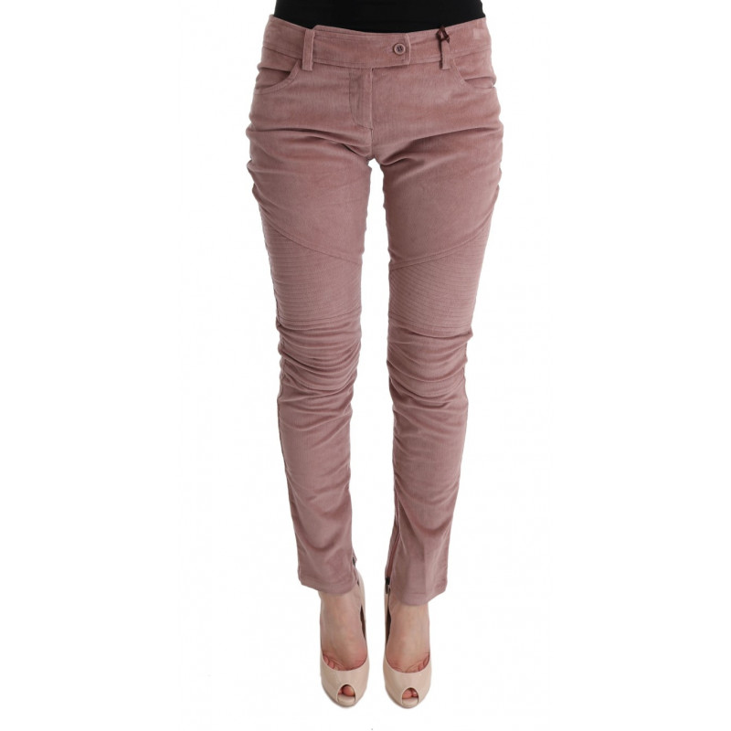 Pantaloni casual corti in velluto rosa - IT44-L