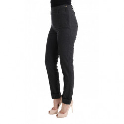 Pantaloni casual skinny in lana vergine grigia - IT44-L
