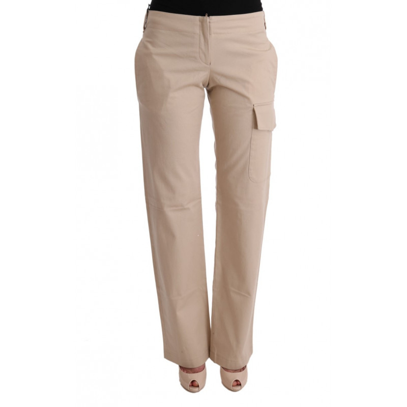 Pantaloni Regular Fit in Cotone Lana Beige - IT40-S