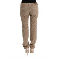 Pantaloni vestibilità regolare in velluto di cotone beige - IT46-XL
