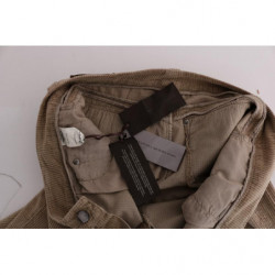 Pantaloni vestibilità regolare in velluto di cotone beige - IT46-XL