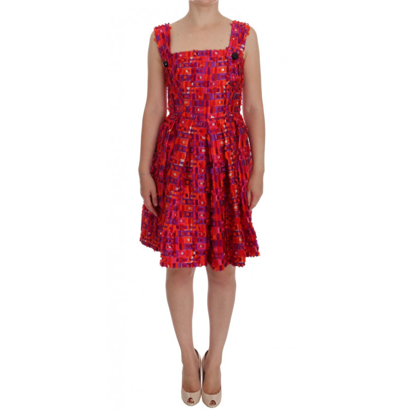 Abito a trapezio sopra le ginocchia con motivo rosa - IT40-S